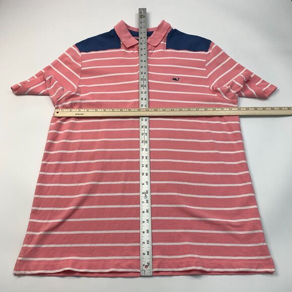 Vineyard Vines Polo Shirt Mens L Large Pink Striped Cotton Collared Island Shep - Picture 6 of 12